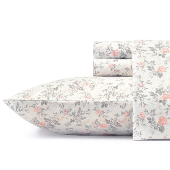 Laura Ashley Rosalie Printed Floral Pattern Flannel Full Sheet Set BRAND NEW